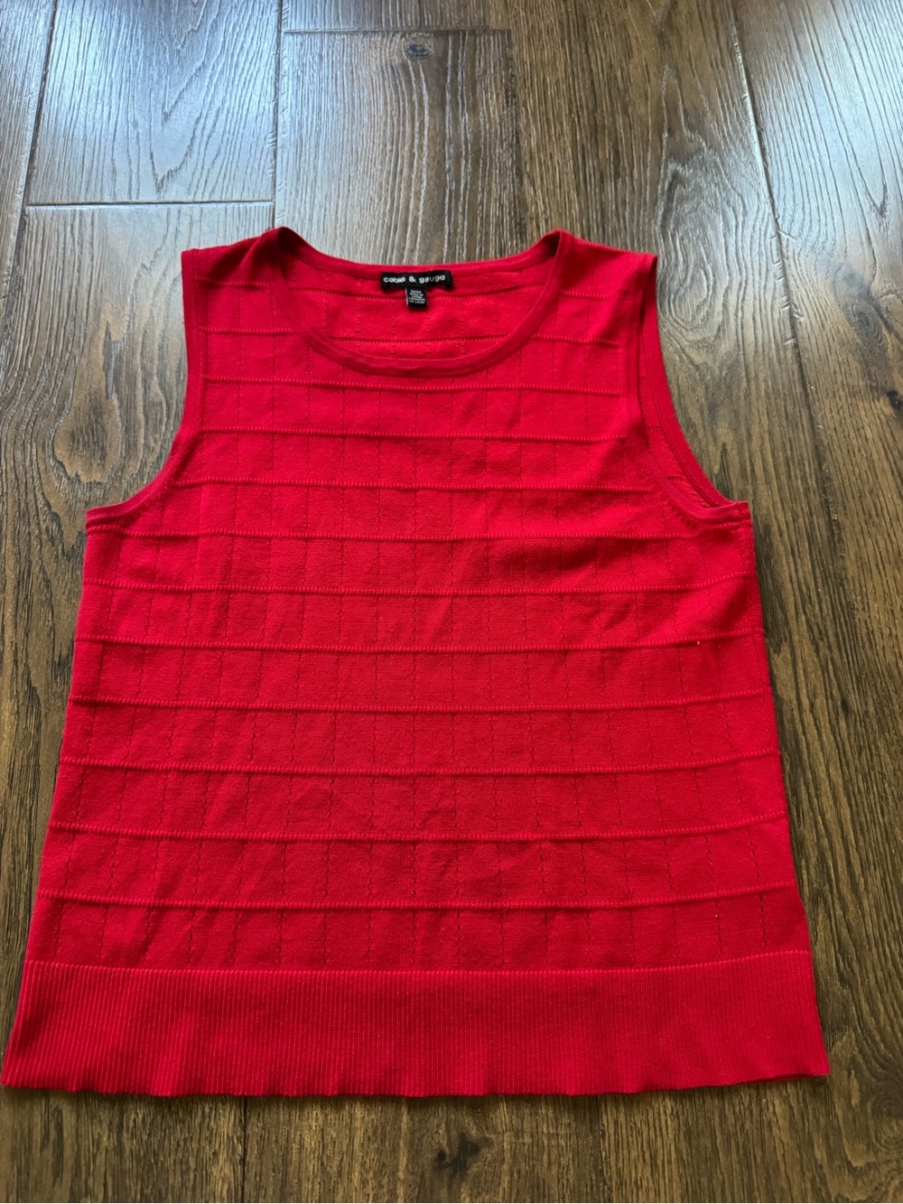 Cable & Gauge Bright Red Ribbed Sleeveless Knit Top